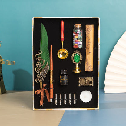 Vintage Feather pen & mirror gift hamper