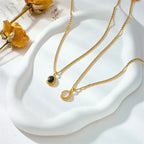 black-and-white-metal-vintage-hemp-flowers-chain-necklace - Viexta
