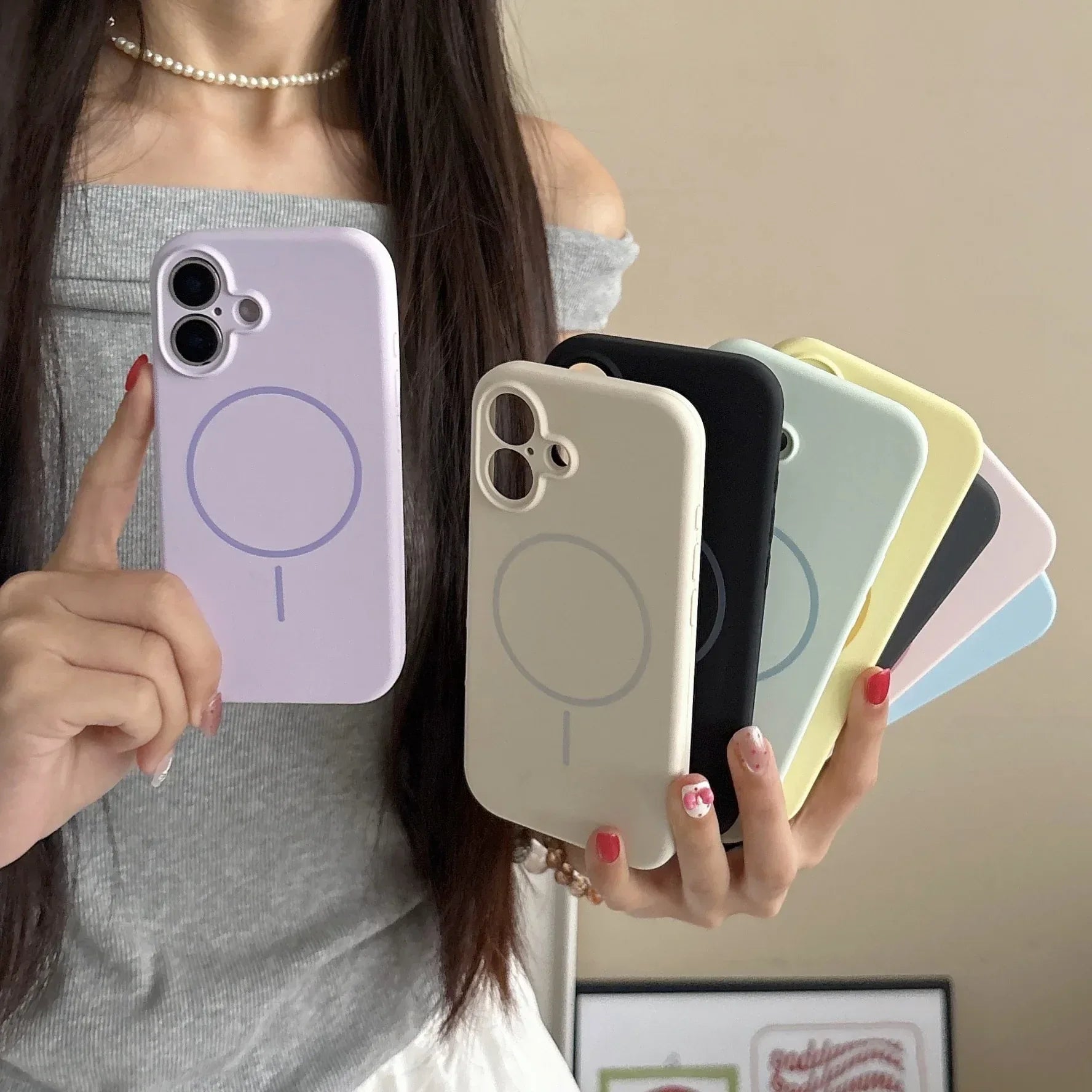 Fine Circle Magnetic iPhone Case Liquid Silicone - Viexta