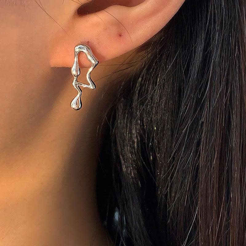 S925 Asymmetric Lava Earrings