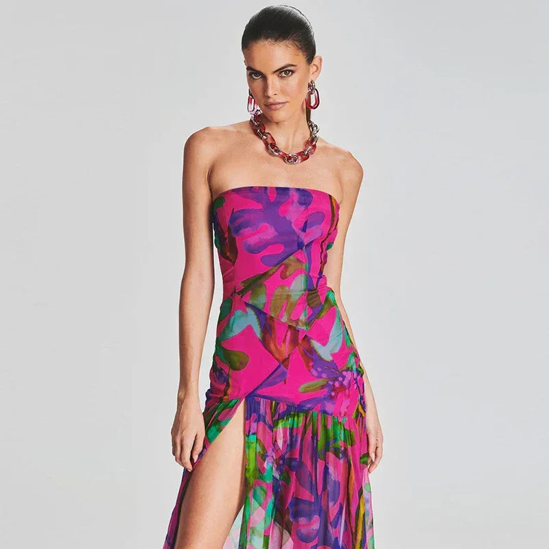 Tube Top Split Dress - Viexta