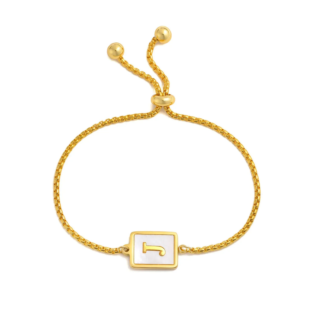 stainless-steel-english-letter-square-gold-bracelet - Viexta