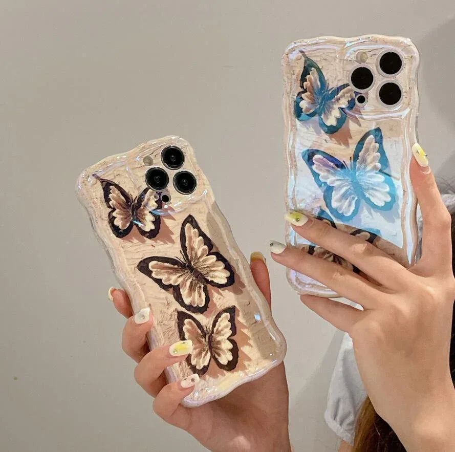 wave-pattern-blue-light-butterfly-iphone-case - Viexta