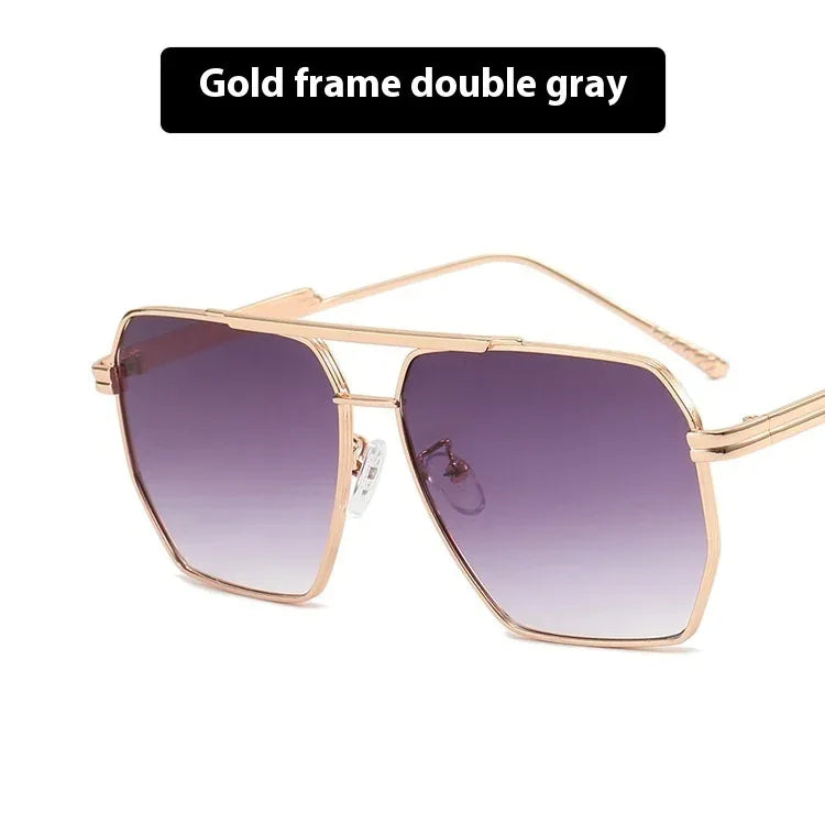metal-double-beam-polygonal-sunglasses - Viexta