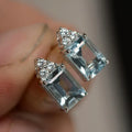 Topaz Sea Blue Zircon Ear Studs - Viexta