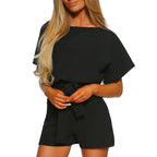 Short-sleeved Lace-up Jumpsuit - Viexta
