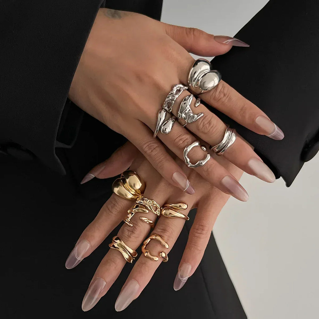 ins-style-irregular-glossy-ring-set - Viexta
