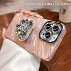 Lens Protector Rhinestone Love Bracket iPhone Case - Viexta