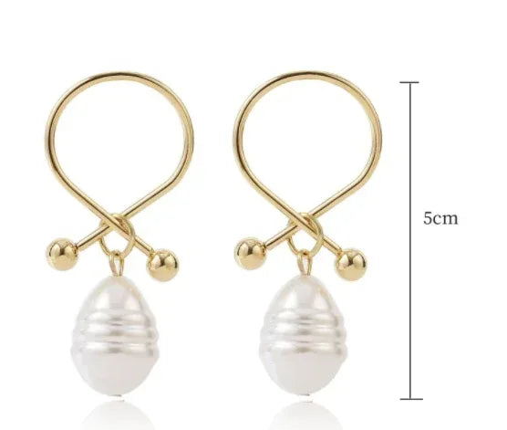 Korean Baroque Pearl Earrings - Viexta