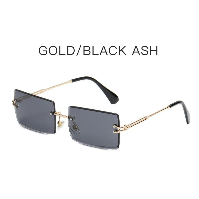 Fashion Frameless Trimmed Square Gradient Sunglasses - Viexta