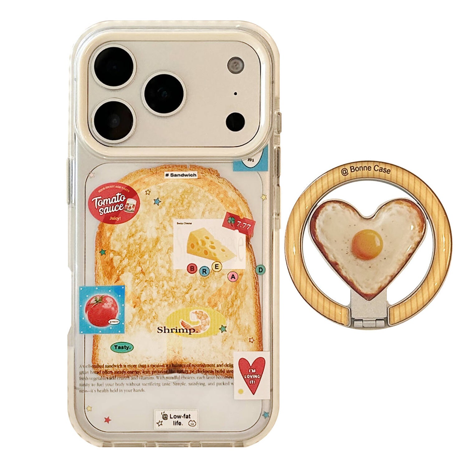Toast And Fried Egg Heart Shaped Magnetic iPhone case