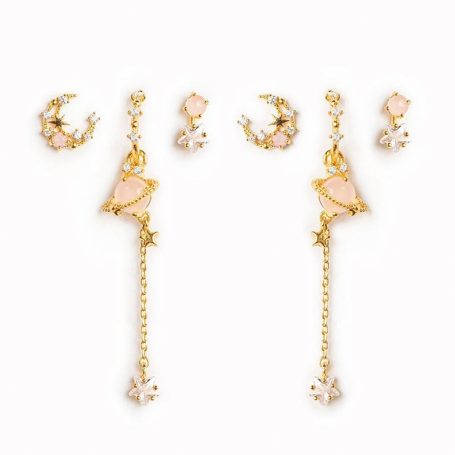 Zircon Star Moon Earrings