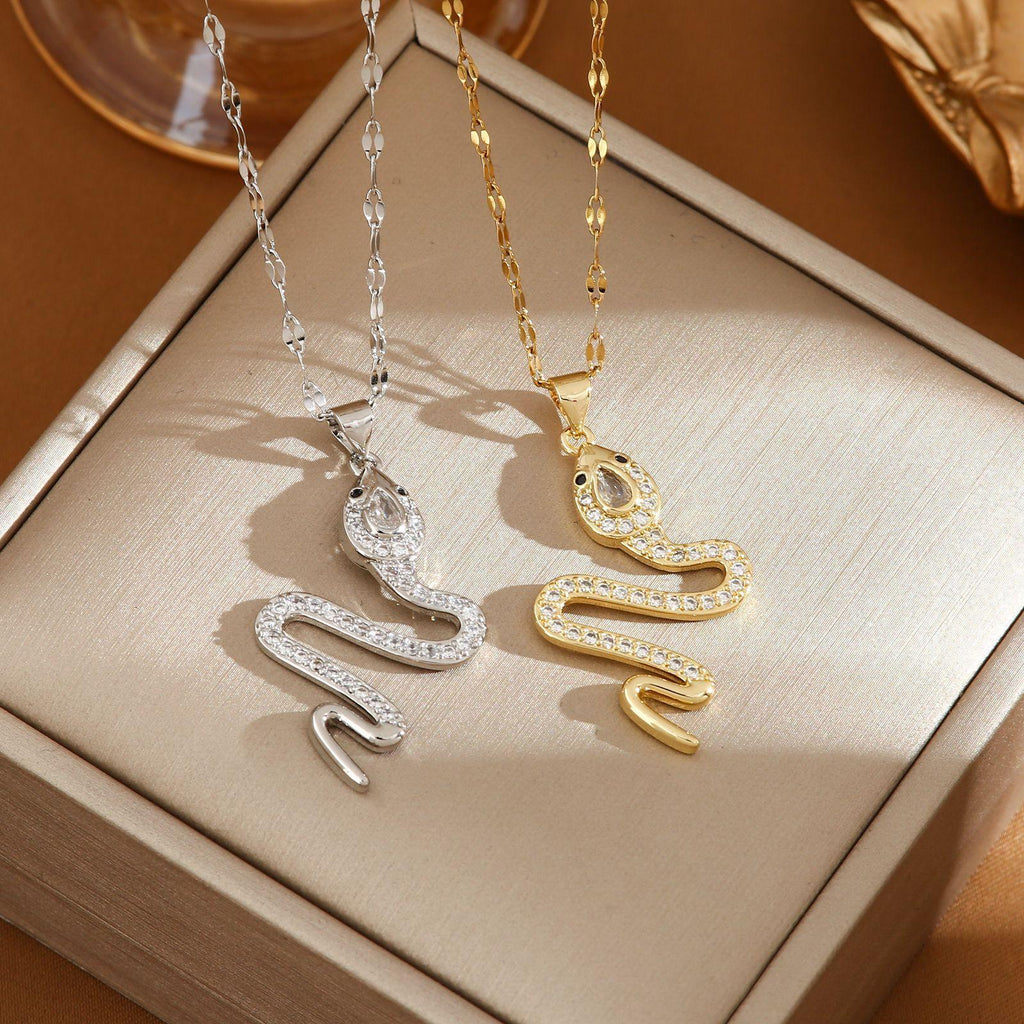 snake-necklace-with-rhinestone - Viexta