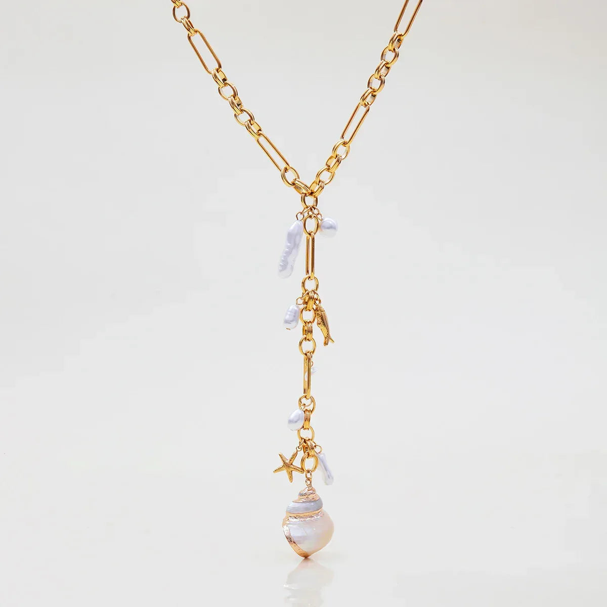 Stainless Steel Conch Long Necklace - Viexta
