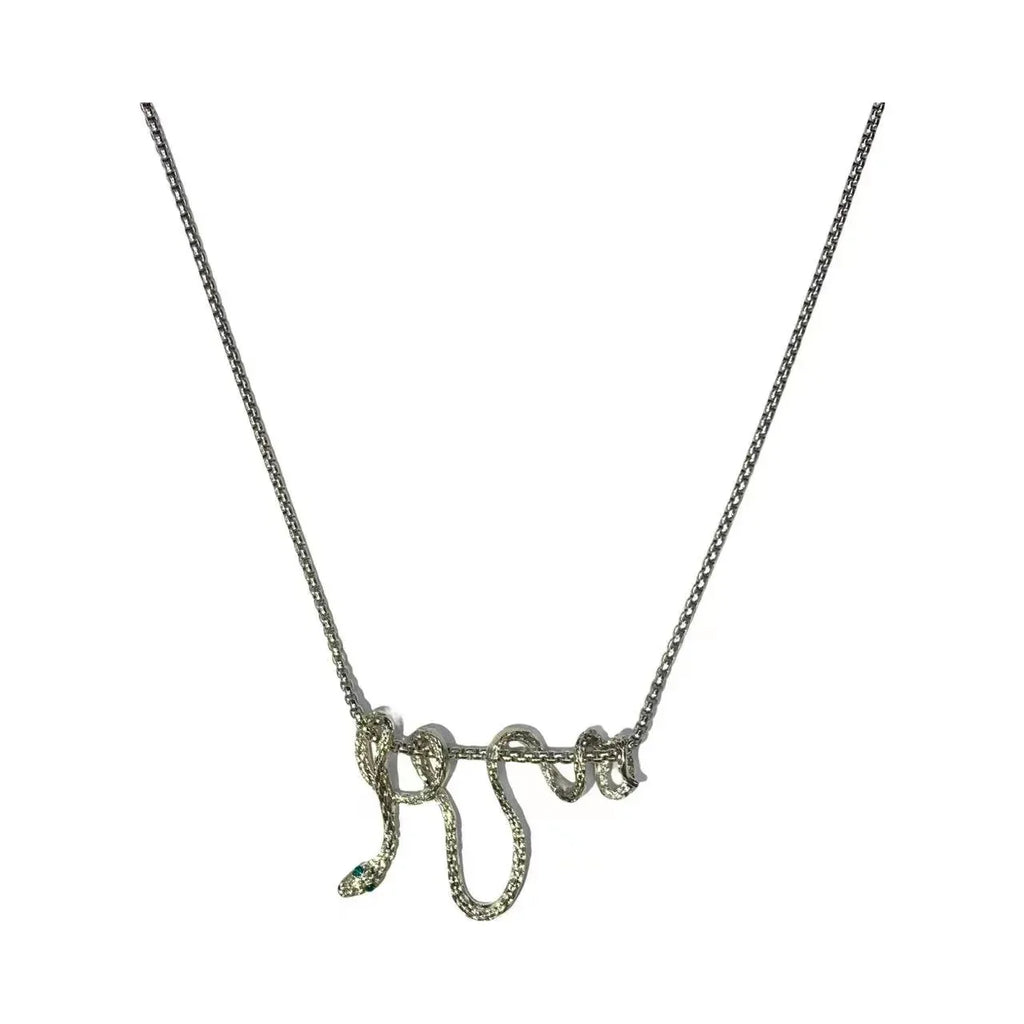 Curved Snake Pendant Necklace - Viexta