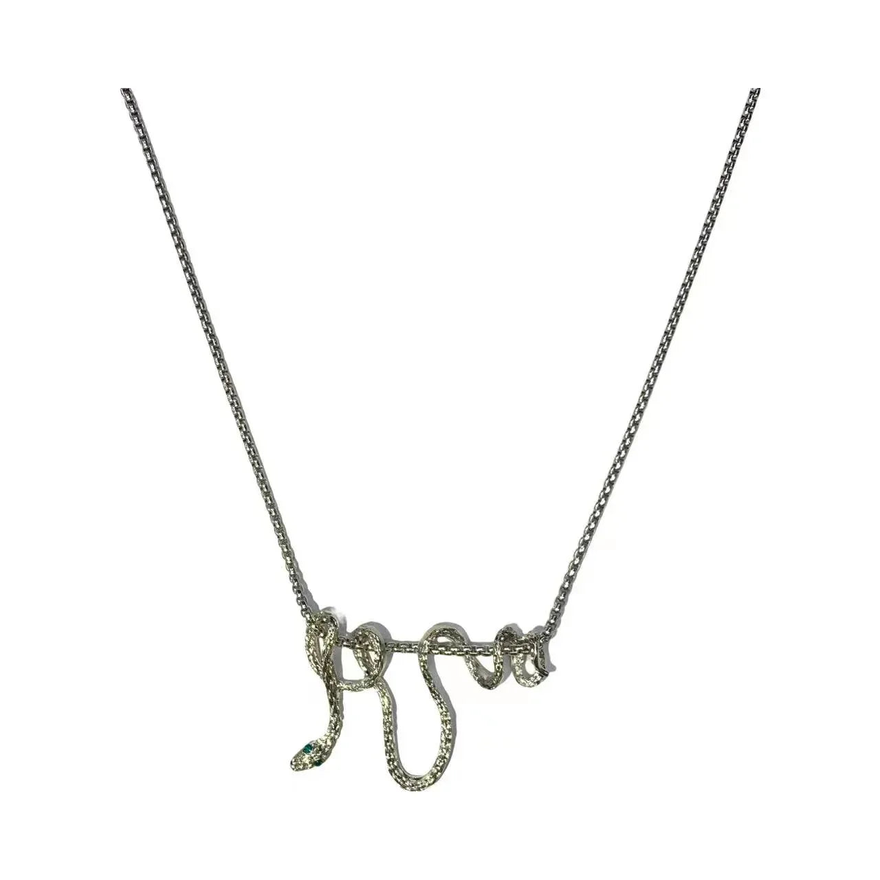 Curved Snake Pendant Necklace - Viexta