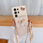 Pearl Butterfly Rhombus Card Holder Samsung Phone Case