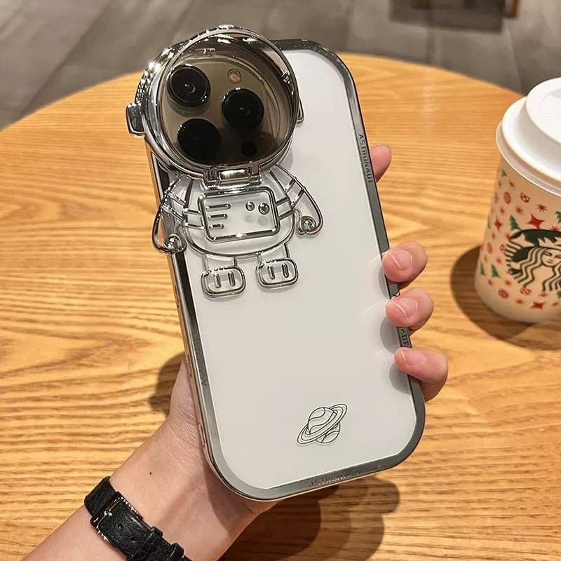 Glitter Astronaut Camera Stand Phone Case For IPhone