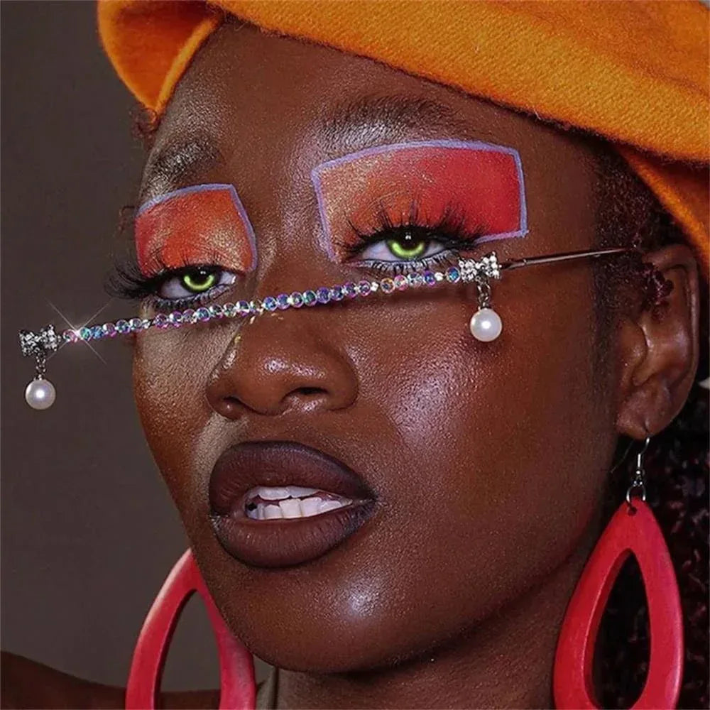 Lensless Rhinestone Colored Glasses Frame - Viexta