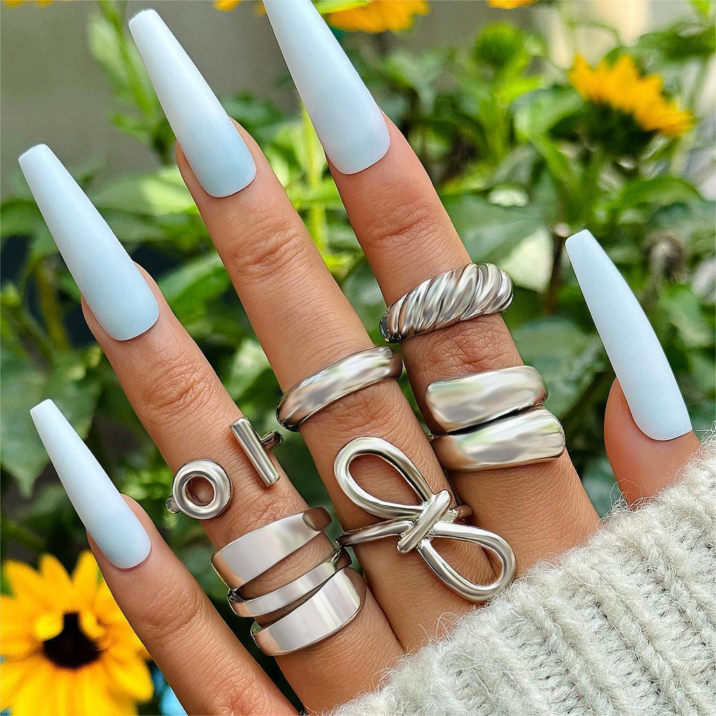 set-wave-bracelet-niche-cross-winding-glossy-ring - Viexta