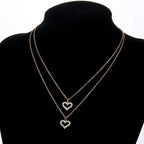 Golden Love Double Pendant Necklace - Viexta