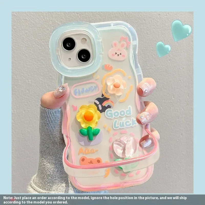 Gradient Flower Doll Silicone iPhone Case - Viexta