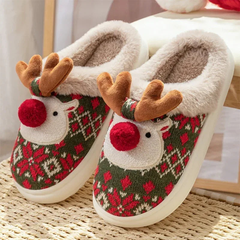 Christmas Elk Plush Slippers - Viexta