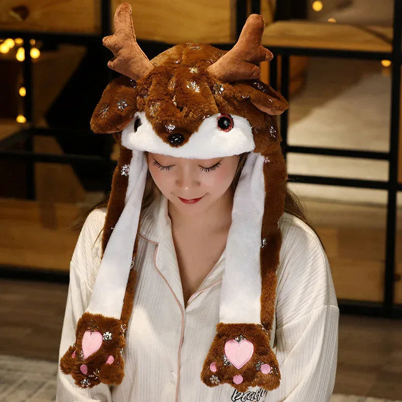 Novel Movable Christmas Santa Claus Snowman Elk Hat - Viexta