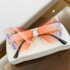 Diamond-encrusted Sunglasses In Butterfly Shape - Viexta