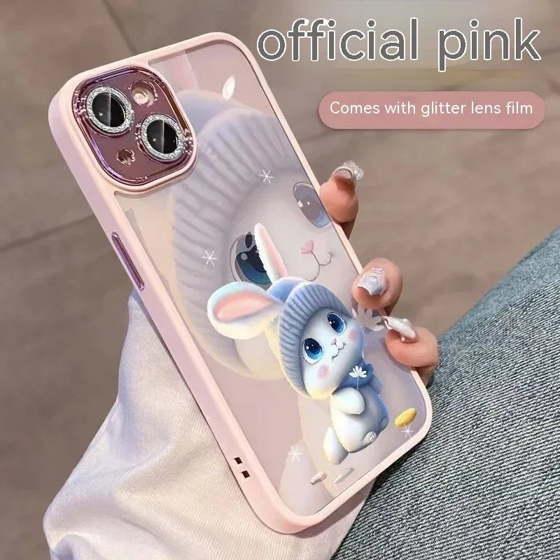Hat Rabbit Glitter Lens Transparent Mobile iPhone Case - Viexta