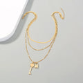 Vintage Key Lock Shaped Pendant Necklace - Viexta