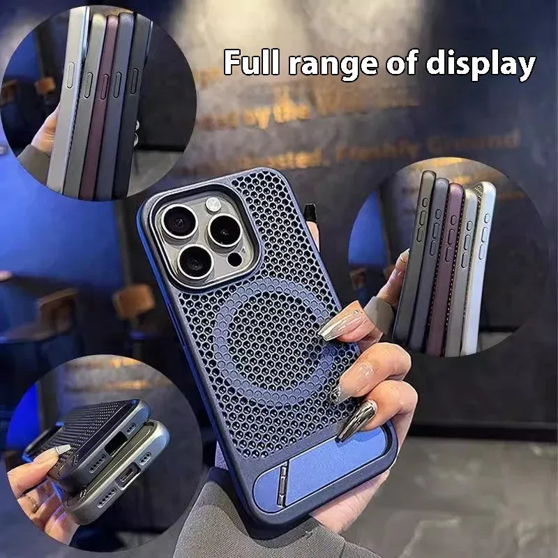 magnetic-suction-breathable-bracket-iphone-case - Viexta