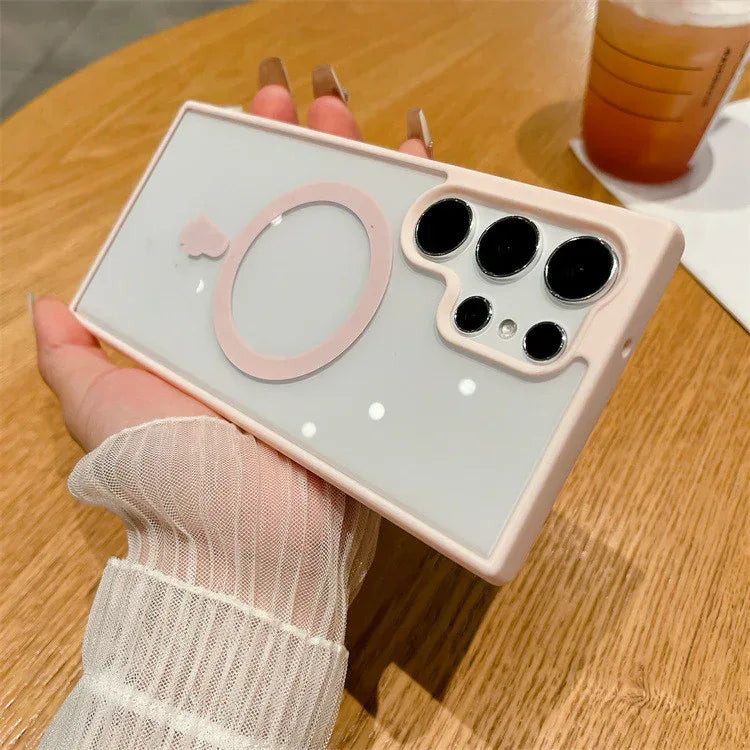Acrylic Magnetic Suction Macaron Silicone Samsung case - Viexta
