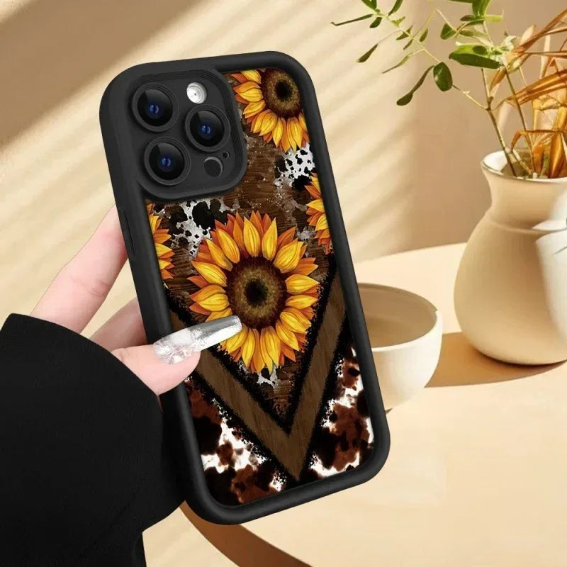 Personalized Leopard Print Sunflower Silicone iPhone Case - Viexta