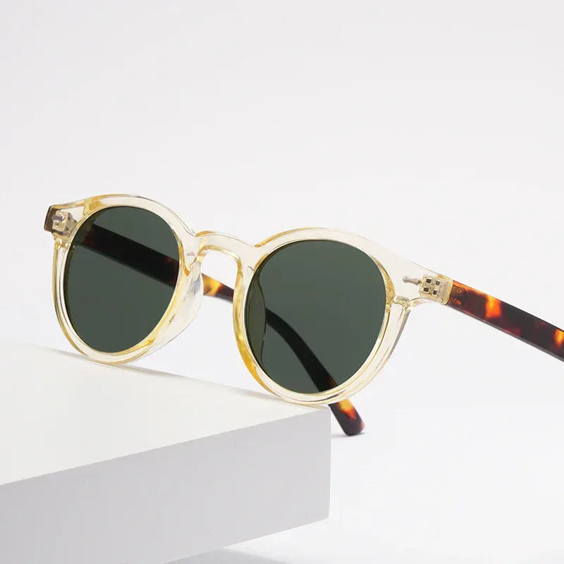 new-beige-nail-round-frame-sunglasses - Viexta