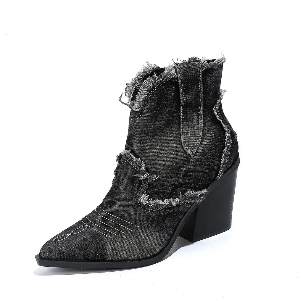 Trendy Pointed-toe Western Boots - Viexta