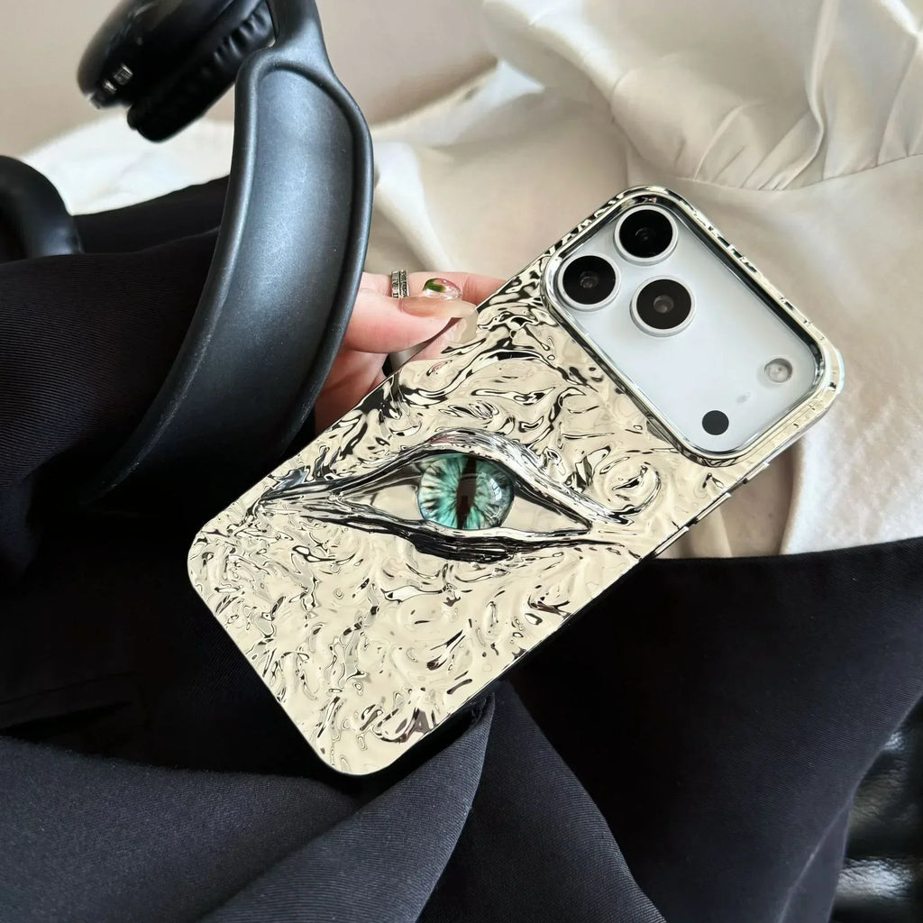 High-grade Electroplated Tin Paper Pattern Stereo Eyes iPhone Case - Viexta