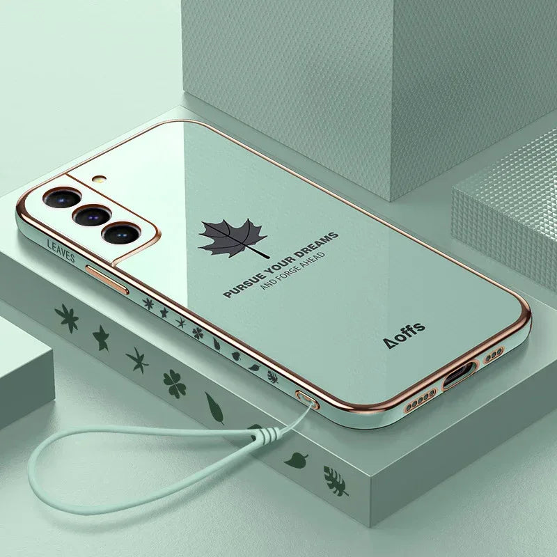 Straight Edge Electroplating Samsung Maple Leaf Case - Viexta