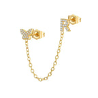 Women's Zircon Butterfly Alphabet One Piece Stud Earrings - Viexta