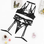 love-drill-buckle-cutout-embroidered-lingerie-suit - Viexta