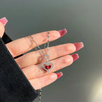 Titanium Steel Ruby Water Drop Necklace - Viexta