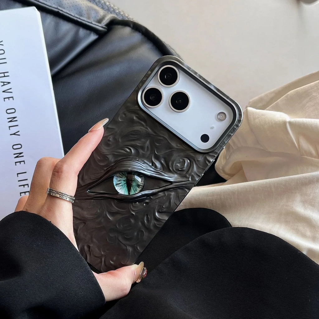 High-grade Electroplated Tin Paper Pattern Stereo Eyes iPhone Case - Viexta