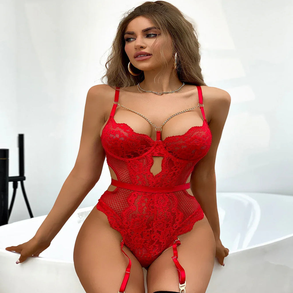 sexy-lingerie-sexy-sling-lace-see-through-womens-jumpsuit - Viexta