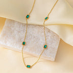 Women's Retro Green Zircon Necklace Bracelet - Viexta