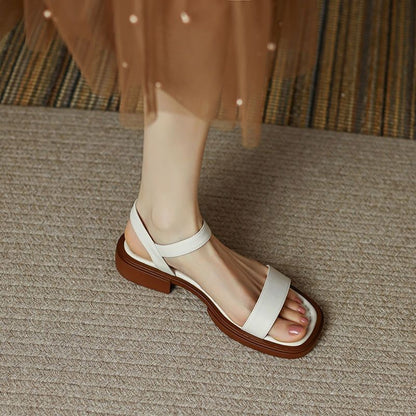 Summer Flat Soft Sole Leather French Sandals