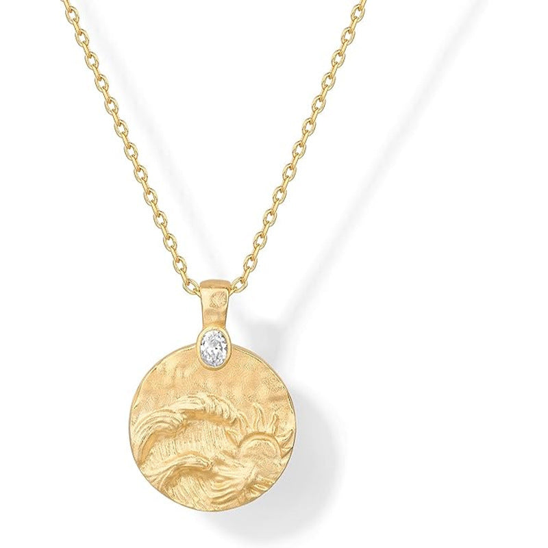 Women's 14K Carved Coin Pendant Necklace