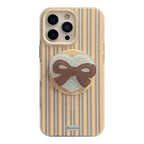 Striped Magnetic Transparent iPhone Case With Rotating Bowknot Stand - Viexta