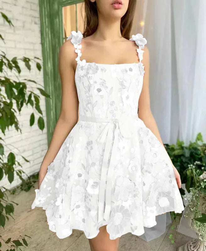 Flower Embroidery Summer Dress - Viexta