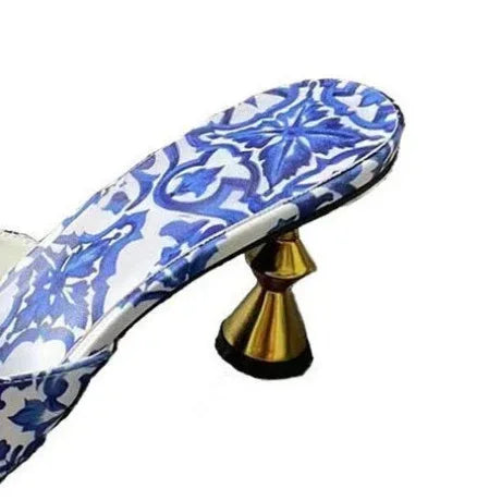 Runway Open Toe Printed High Heels - Viexta