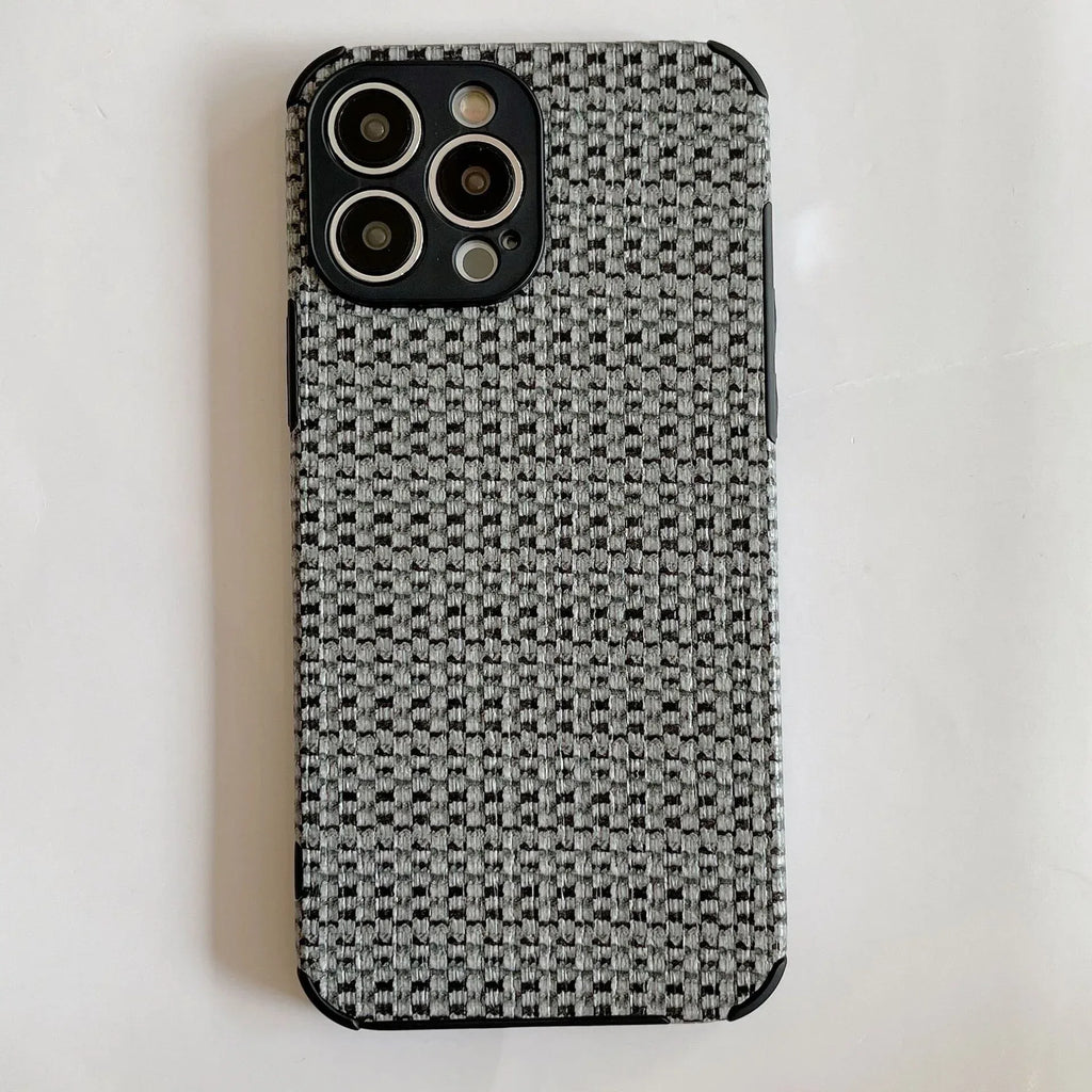 Retro Woven-pattern Leather iPhone Case - Viexta